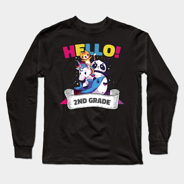 Hello Second 2nd Grade Teacher First Day Of School Long Sleeve T-Shirt by artdise